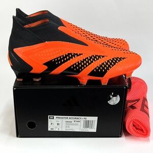 Adidas Predator Accuracy+ FG Orange Soccer Cleats GW4560 Mens 7.5 = Women's 8.5